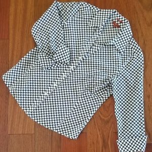 Talbots black and white checker blouse.